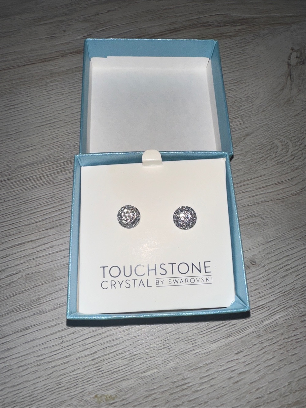 Touchstone Crystal Silver Sparkling Stud Earrings